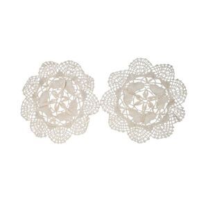 Doilys (2), Vintage Ivory Cotton 6" Handmade
